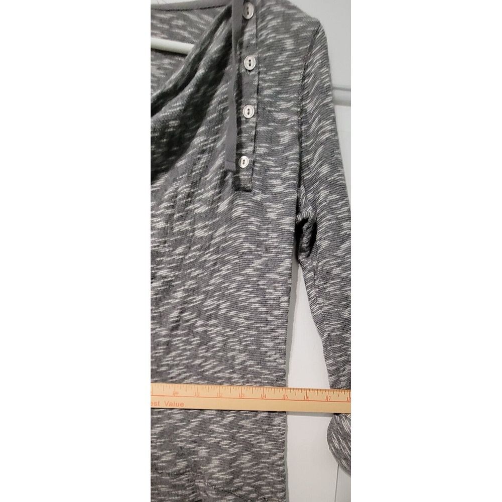 Alo Yoga Cowl Neck Hooded Drawstring Button Knit Top Heathered Gray‎ Size Small - Picture 9 of 10